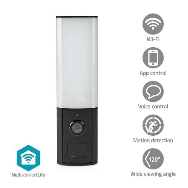 Nedis SmartLife Utendørs kamera | Wi-Fi | Omgivelseslys | Full HD 1080p | IP65 | Cloud Storage (valgfritt) / microSD (ikke inkludert) / Onvif | 100 -