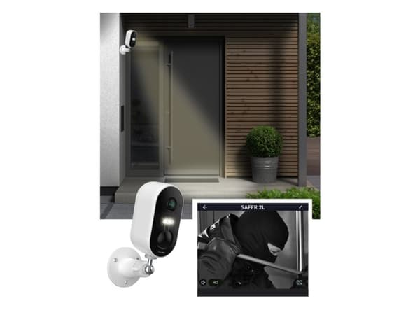 Beafon Safer 2L, IP-säkerhetskamera, Utomhus, Trådlös, Amazon Alexa & Google Assistant, Vägg, Svart, Vit