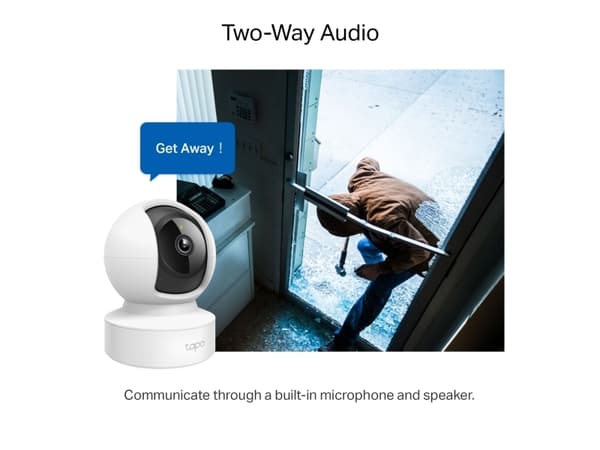 TP-Link Tapo C212, IP-säkerhetskamera, inomhus, Kabel & Trådlös, Amazon Alexa & Google Assistant, Tak/vägg/bord, Vit