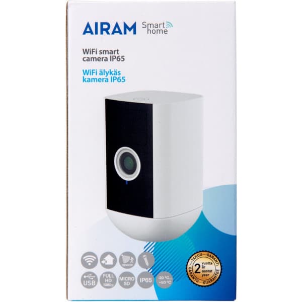 Airam SmartHome Kamera IP65, Wi-Fi-nätverk
