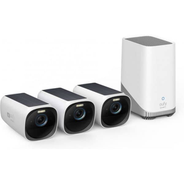 Anker eufyCam 3 -övervakningssystem med tre kameror, 4K-upplösning Svart, Vit