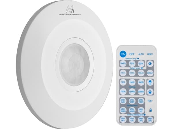 Maclean PIR bevegelsessensor, infrarød, med fjernkontroll, maks. 2000W, MCE467