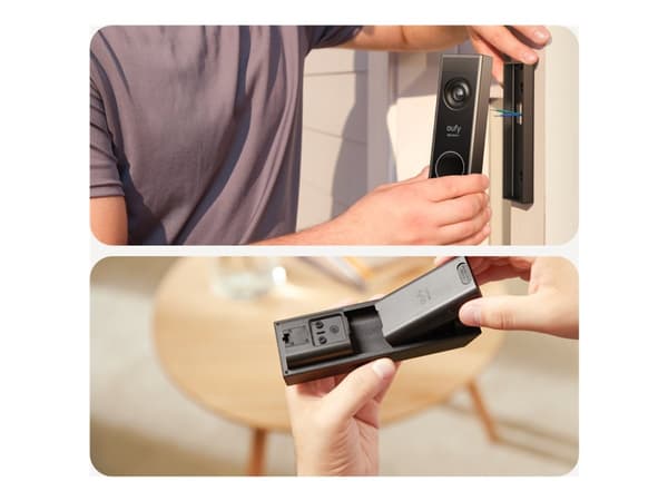 Eufy Video Doorbell 2K - Älykäs ovikello ja kello - kameralla - langaton - musta - Edge HomeBase Minillä
