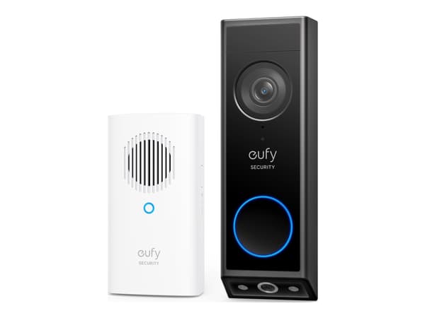 Eufy Video Doorbell 2K - Älykäs ovikello ja kello - kameralla - langaton - musta - Edge HomeBase Minillä
