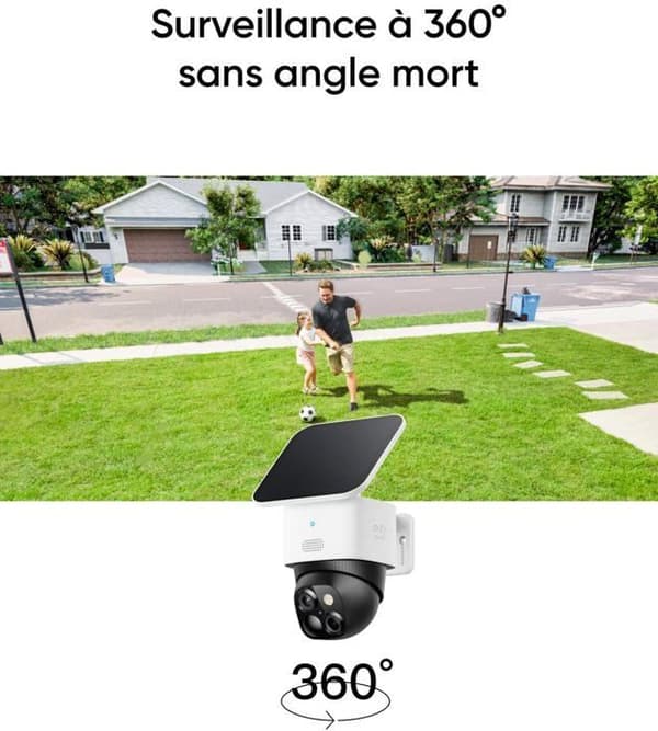 eufy - Säkerhet SoloCamS340 - Solar - trådlös utomhus - 360° 720p övervakning - Wi-FI 2,4 GHz - HomeBase 3 kompatibel