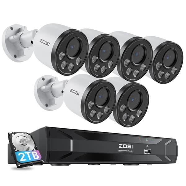 Sikkerhedskamerasystem, H265+ Komprimering, 5MP Opløsning, , 2T, 8CH NVR 6Cameras