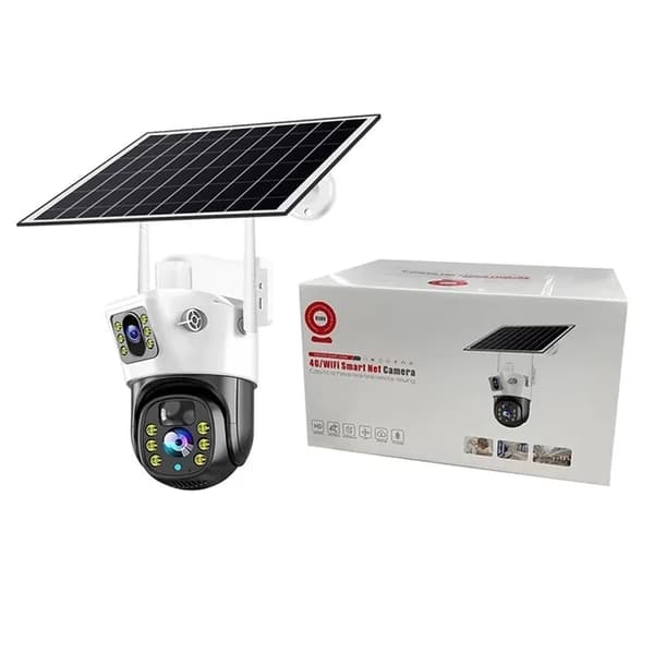 Aurinkoenergialla toimiva langaton valvontakamera, 4K-resoluutio, PIR-ihmistunnistus, 4G-kamera, jossa on 64G tallennustila