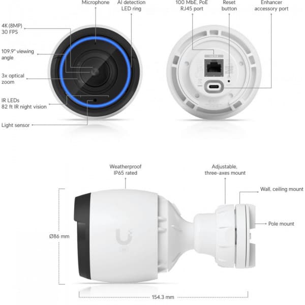 UbiQuiti Unifi G5 Pro overvågningskamera til indendørs og udendørs brug