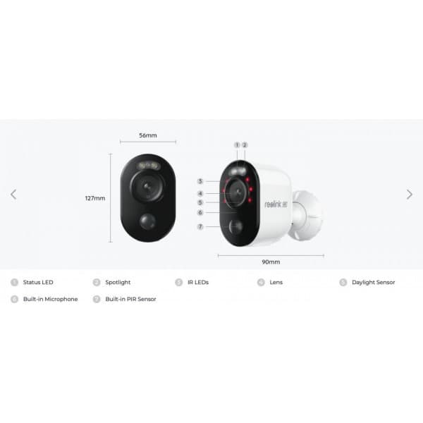 Reolink Argus 3 Ultra, 8 MP-overvågningskamera til indendørs og udendørs brug, hvid