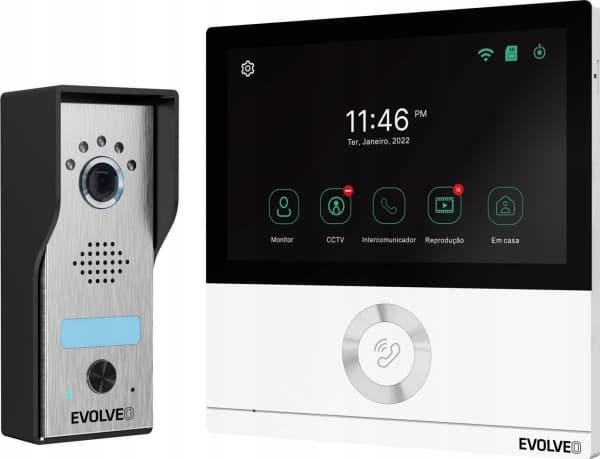 Evolveo EVOLVEO DoorPhone AHD7, sett med WiFi-videotelefon til hjemmet med port eller dørkontroll hvit monitor