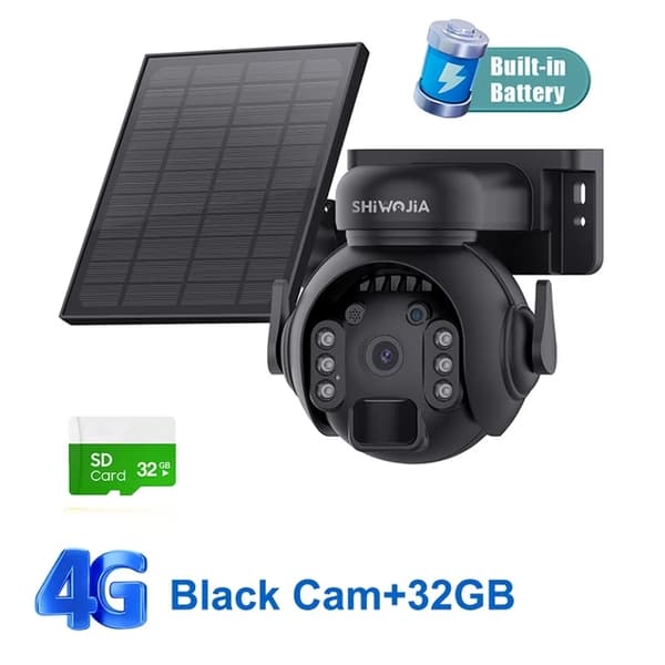Solcelle sikkerhedskamera, 4G-forbindelse, natvision, Hvid WIFI 128GB