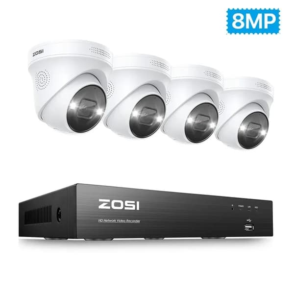 PoE Säkerhetskameror, 4K-upplösning, Person- och Fordonsdetektering, , None, 4K NVR 4pcs 5MP Cams