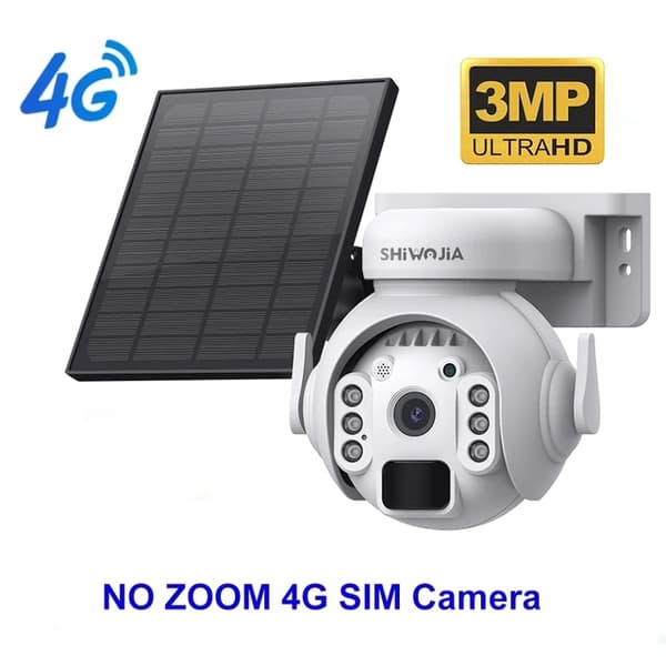 Solpanel Kamera, 4G Anslutning, Nattsyn, 6MP ZOOM WIFI