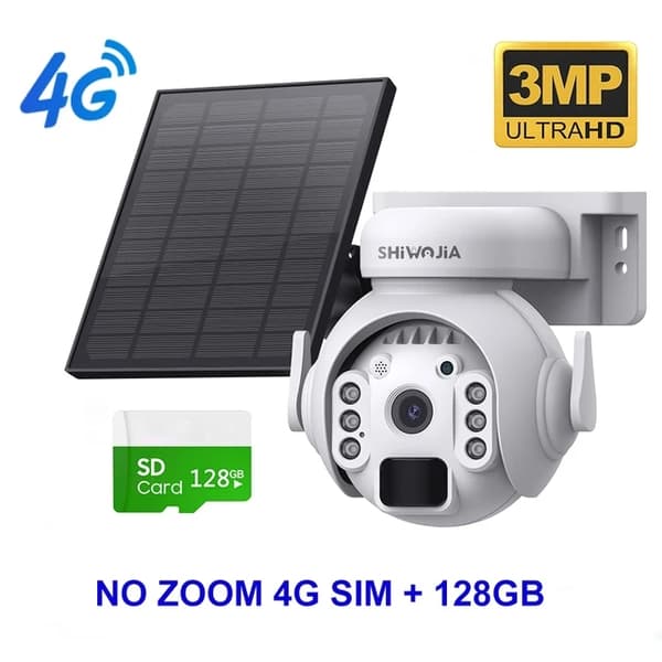Solpanel Kamera, 4G Anslutning, Nattsyn, 6MP ZOOM WIFI