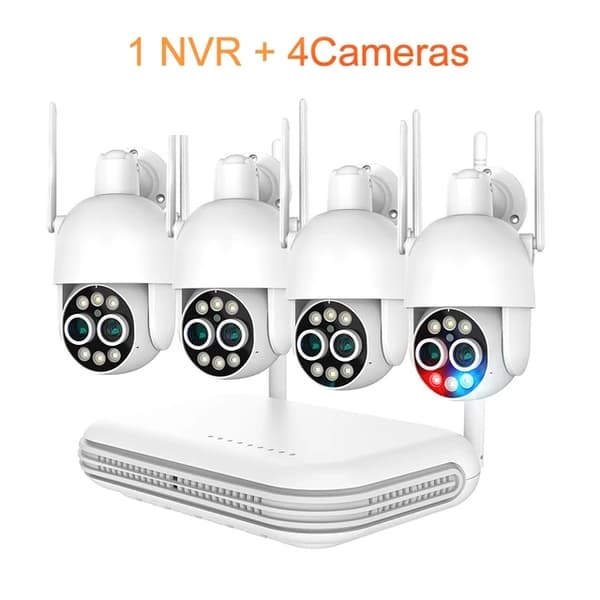 WiFi Kamerasytem, PTZ 8X Zoom, Smart AI Människodetektering, Ingen, 8CH NVR och 2 kamera
