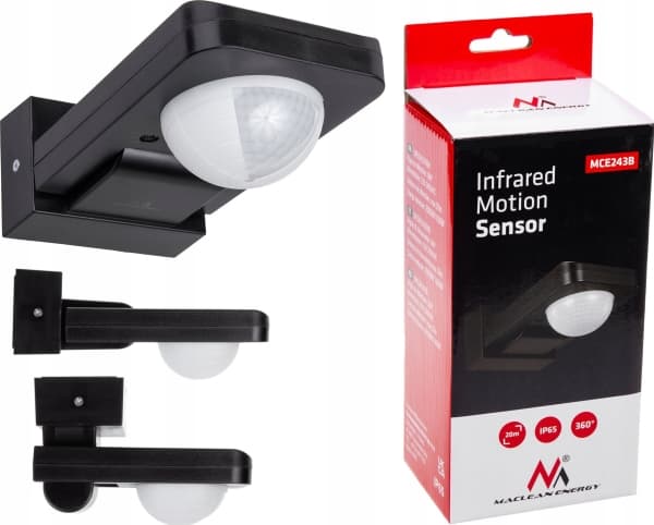 Maclean Maclean MCE243 B infrarød PIR-bevegelsessensor, IP65, maks 2000W, svart