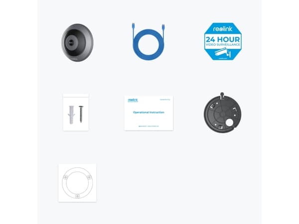 Reolink Fisheye Series P520, IP-turvakamera, sisä- ja ulkokäyttöön, langallinen, Google Assistant, katto/seinä, harmaa, musta