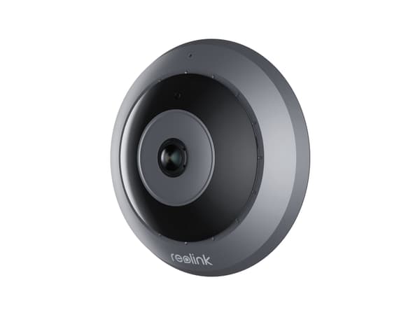 Reolink Fisheye Series P520, IP-sikkerhetskamera, Inne & Ute, Koblet med ledninger (ikke trådløs), Google Assistant, Tak/Vegg, Grå, Sort Grå, Sort