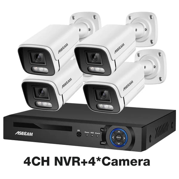 Sikkerhedskamera system, 4K opløsning, AI farve natvision, , None, 4CH NVR and 4 Camera