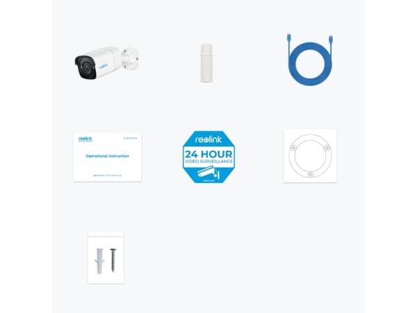 Reolink P320, IP-sikkerhetskamera, Inne & Ute, Koblet med ledninger (ikke trådløs), Google Assistant, Vegg, Hvit