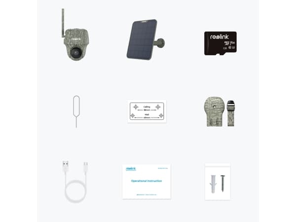Reolink Go Series G450 + Solar Panel 2, IP-sikkerhetskamera, Utendørs, Ledning & Trådløs, Google Assistant, Utvendig, Tak/Vegg