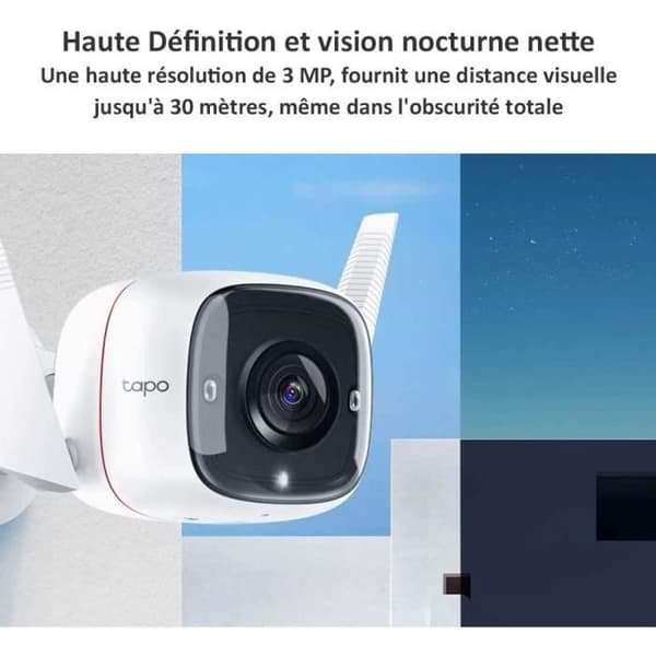 Utomhus WiFi övervakningskamera - TP-Link Tapo C310 - HD 2K (3MP) vattentät IP66 - Nattseende - Rörelsedetektering