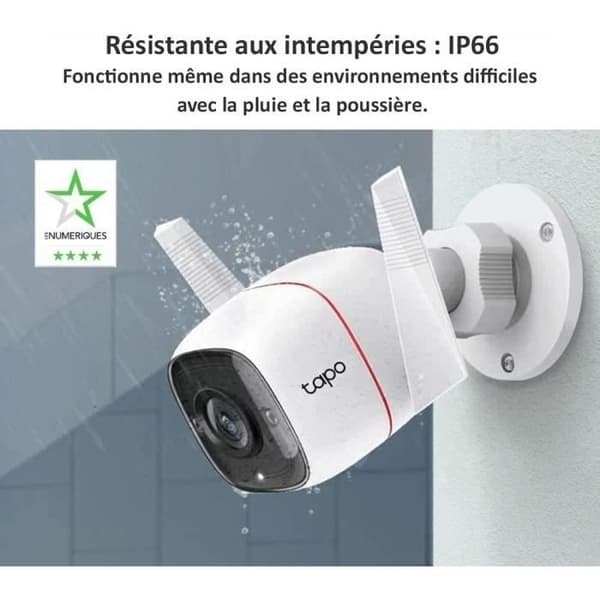 Utomhus WiFi övervakningskamera - TP-Link Tapo C310 - HD 2K (3MP) vattentät IP66 - Nattseende - Rörelsedetektering