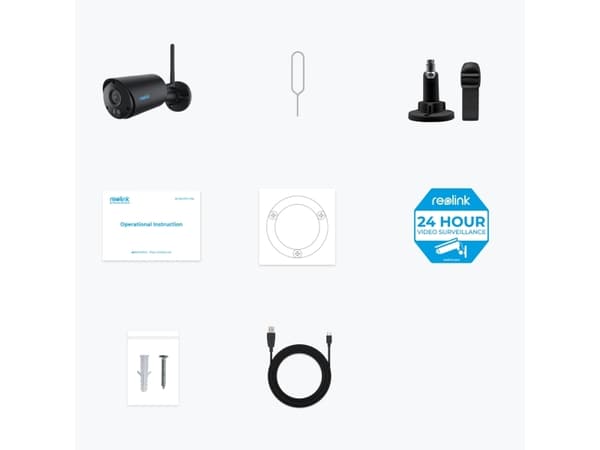 Reolink Argus Series B320-B, IP-säkerhetskamera, Inomhus & utomhus, Trådlös, Google Assistant, Vägg, Svart