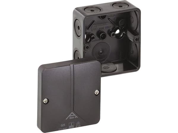 Spelsberg Abox-i 025-L/sw installation box, IP65, (D x S x W) 80 x 80 x 52 mm, black, 1 pc.