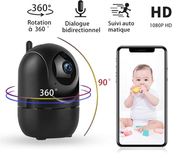Itkuhälytin Wifi HD 1080P musta
