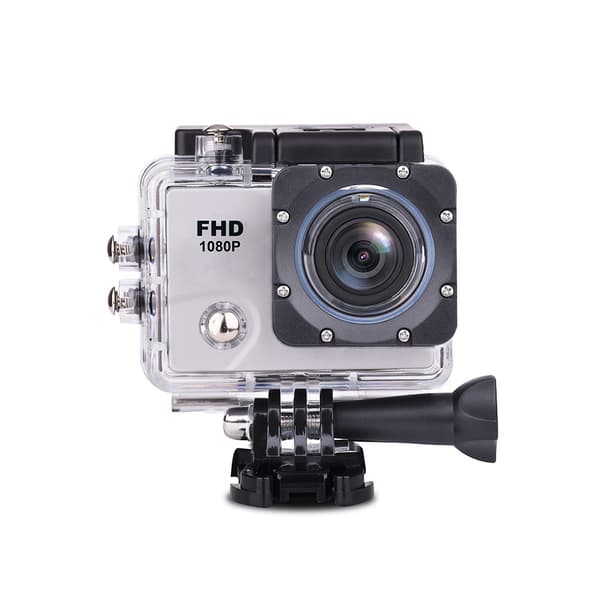 Sportkamera 1080P Full HD Wi-Fi 12Mpx vattentät vidvinkel + tillbehör vit