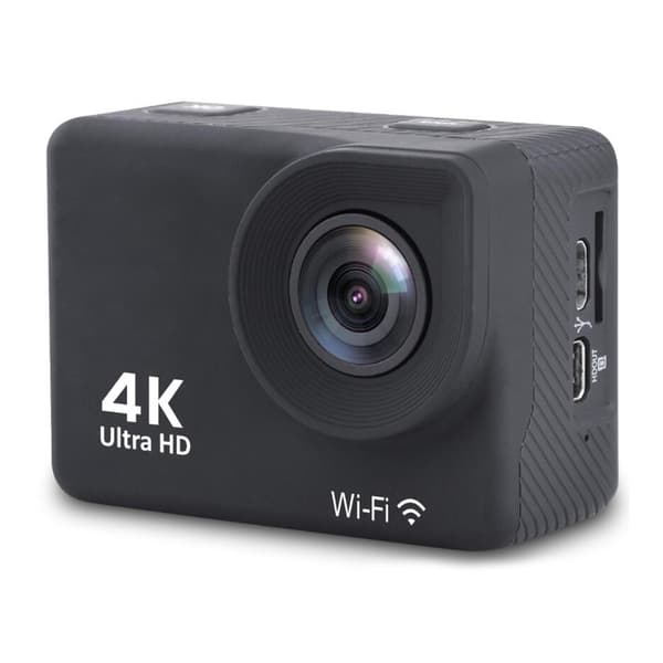 Sportskamera 4K Full HD Wi-Fi 16Mpx vandtæt vidvinkel + tilbehør sort