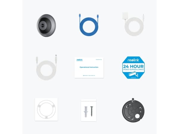 Reolink Fisheye Series W520, IP-turvakamera, sisäkäyttöön, langallinen ja langaton, Google Assistant, katto/seinä, musta, harmaa