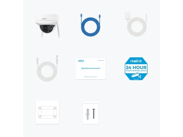 Reolink W437, IP-sikkerhetskamera, Inne & Ute, Ledning & Trådløs, Google Assistant, 6000 K, Tak