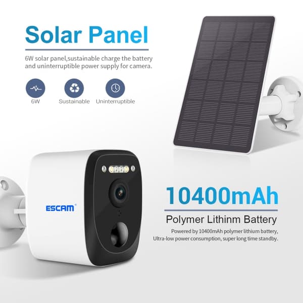Valvontakamera ESCAM 3MP WIFI Solar
