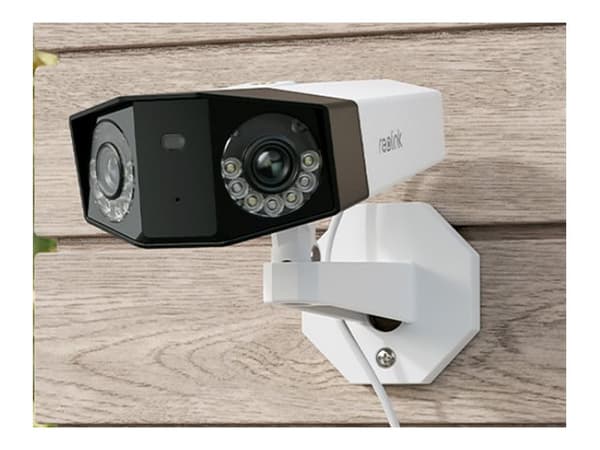 Reolink Duo Series P730 - Panoramisk nettverkskamera - utendørs - værbestandig - farge (Dag og natt) - 2 x 8 MP - 4608 x 1728 - 4K - fastfokal - lyd Hvit, Sort