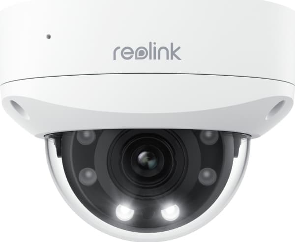 Reolink P437 - Nettverksovervåkingskamera - kuppel - hærverks- / værbestandig - farge (Dag og natt) - 8 MP - 3840 x 2160 - 4K - motorisert - lyd - Et