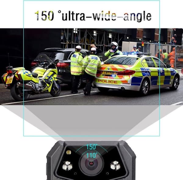 Retevis RT77 kroppskamera, 1080P HD-videoinspelning med ljud och mörkerseende, 16G kroppsburen 150 graders vidvinkel