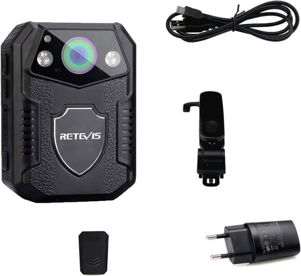 Retevis RT77 kroppskamera, 1080P HD-videoinspelning med ljud och mörkerseende, 16G kroppsburen 150 graders vidvinkel