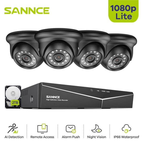 Overvågningskamera System, 1080P Opløsning, Natvision, 4PCS 2TB