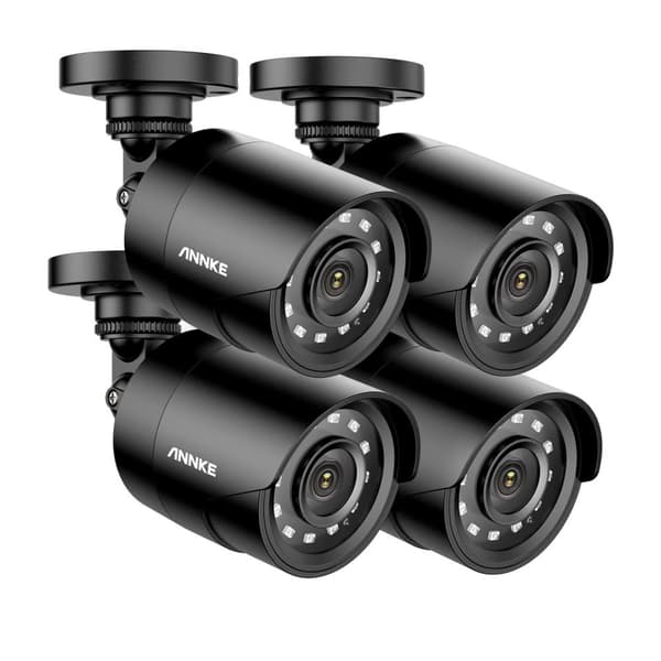 Overvågningskameraer, 1080P opløsning, IP66 vandtæt, 4 stk hvide 4Pcs Black