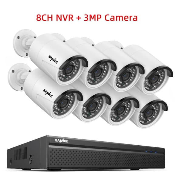 Valvontakamerajärjestelmä, 5MP/3MP resoluutio, IP66-vesitiivis, 8 kpl 3MP, Ei mitään