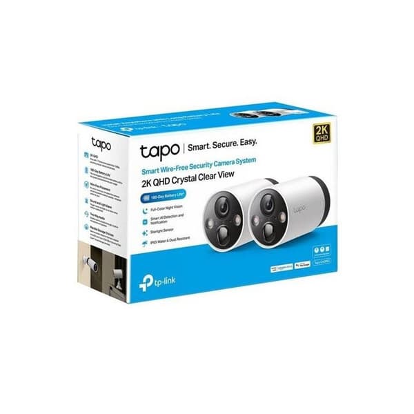 Tapo TP-Link Wireless Outdoor WiFi övervakningskamera C420S2, QHD 4MP, 180 dagars batteritid, Color Night Vision Vit