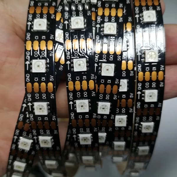 LED Strip Light, Adresserbar, Data og Clock Separat, Sort PCB, 5M 60led, IP65 Vandtæt