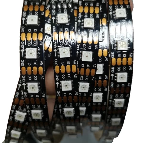 LED Strip Light, Adresserbar, Data og Clock Separat, Sort PCB, 5M 60led, IP65 Vandtæt
