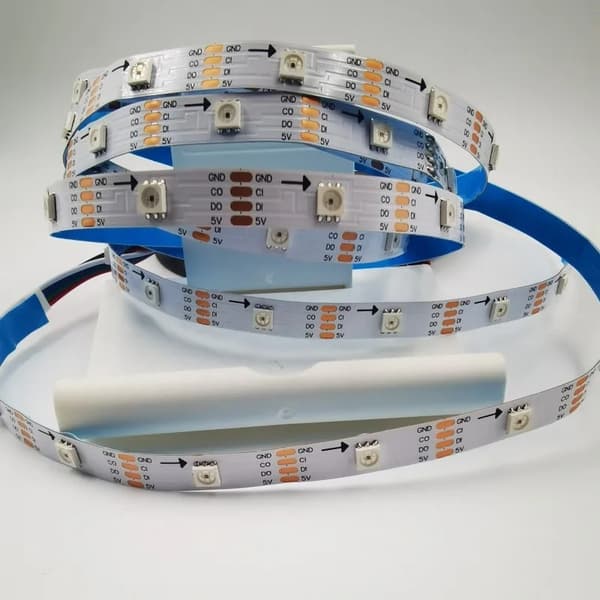 LED Strip Light, Adresserbar, Data og Clock Separat, Sort PCB, 5M 60led, IP65 Vandtæt