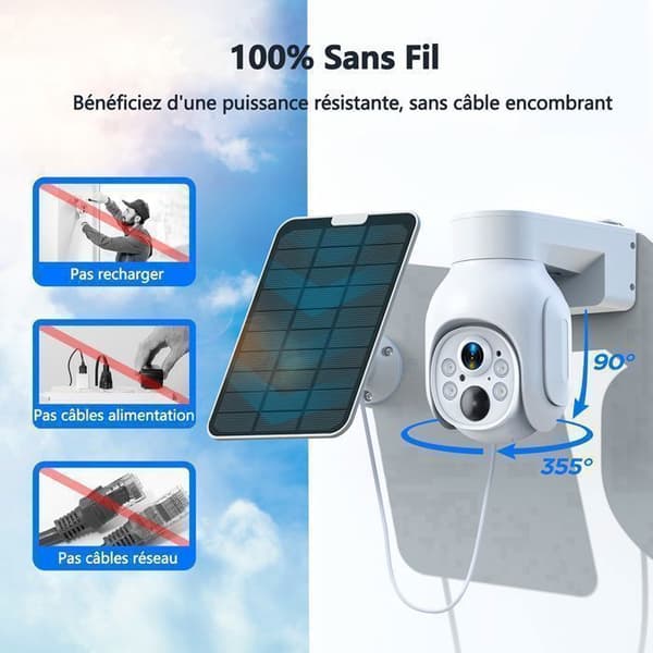CAMCAMP Wireless Outdoor WiFi Surveillance Camera Kit 4MP Solar Battery 10CH NVR IP66 Night Vision Two-way Audio