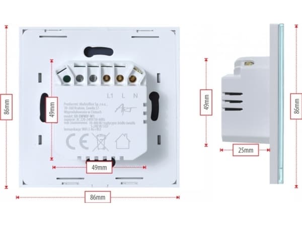 Art SMART LIGHT SWITCH ZIGBEE 3.0 singel vit ART oem