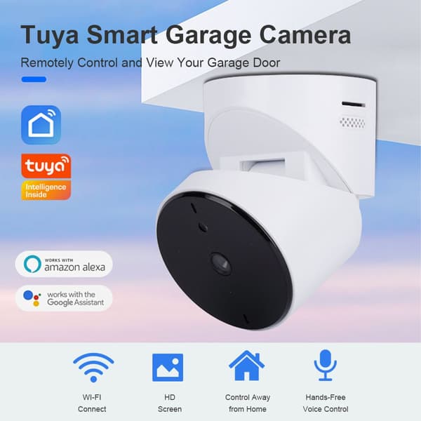Smart WiFi garagekamera, 1080p, Garageportstyrning, mörkersyn, Rörelsedetektering, Tuya, Tvåvägskommunikation