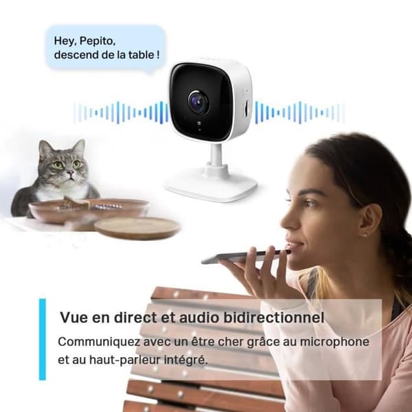 Inomhus WiFi övervakningskamera - TP-Link Tapo C110 - HD 2K 3MP - Rörelsedetektering - Night Vision